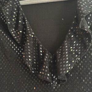 Michael Kors sparkly ruffle v neck top
